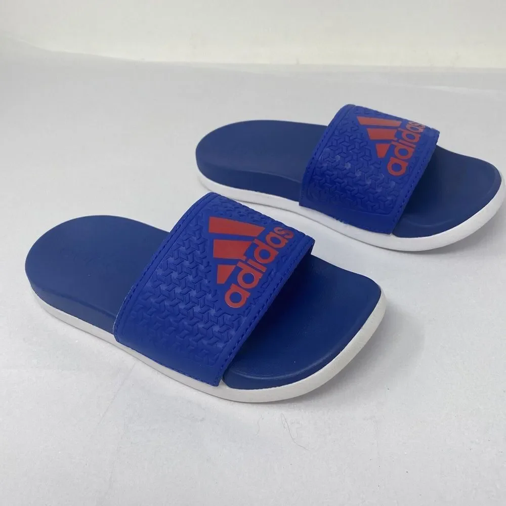 NEW Adidas Youth 11K Slide Sandals Royal Blue Red CP9373 Boys Girls Kids Adilete